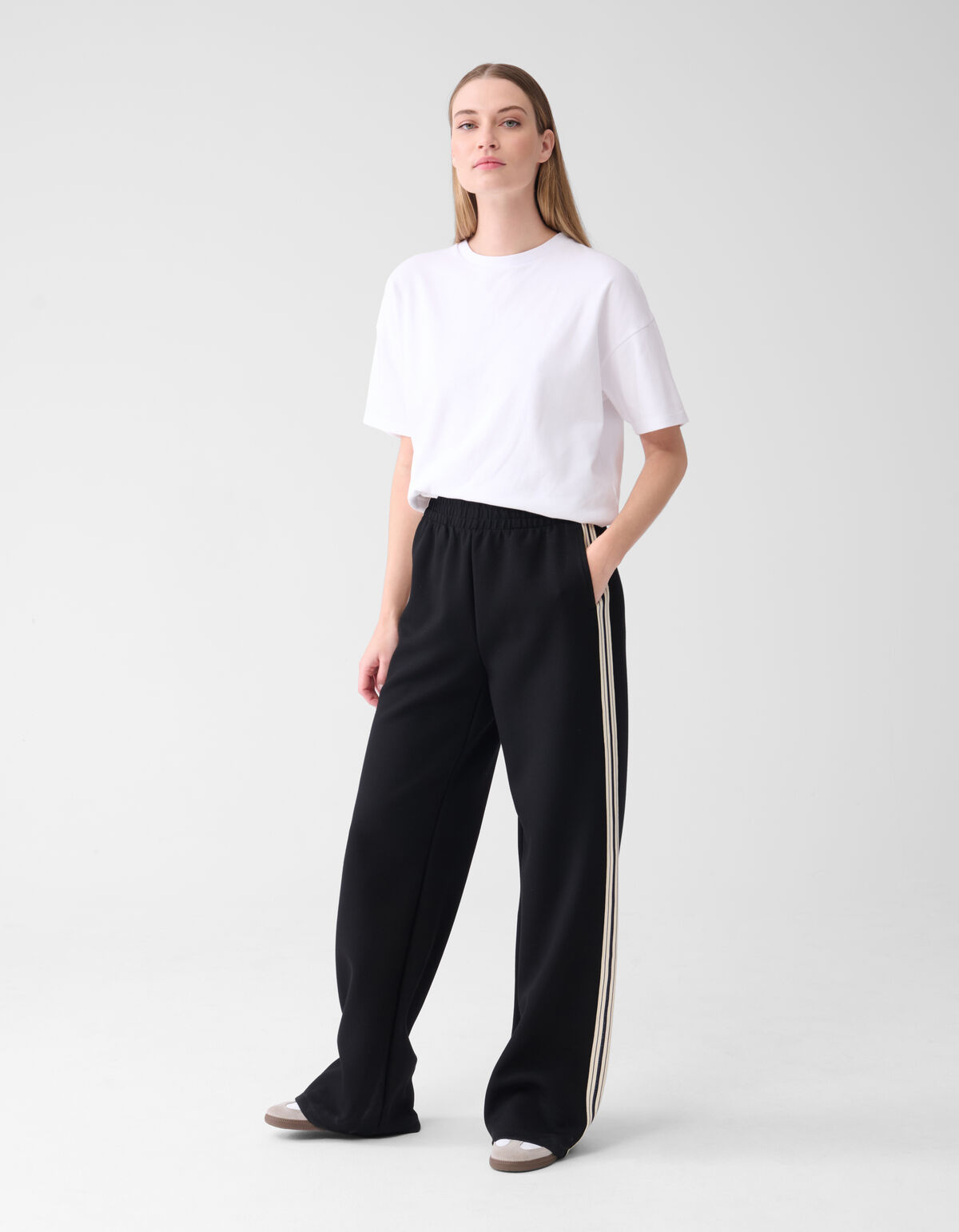 Sporty Wide Leg Broek Zwart SHOEBY WOMEN