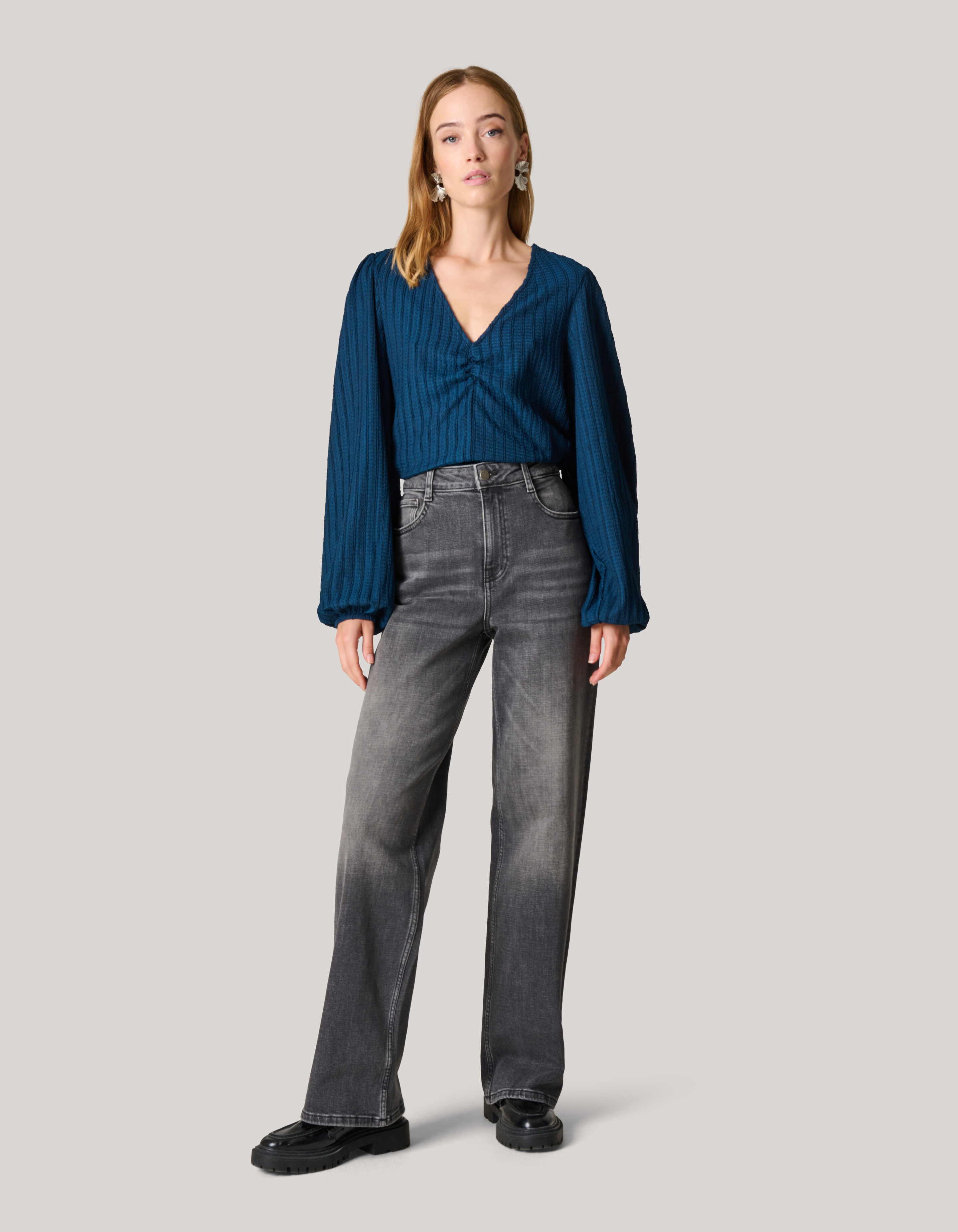 Crinkle Longsleeve Donkerblauw SHOEBY WOMEN