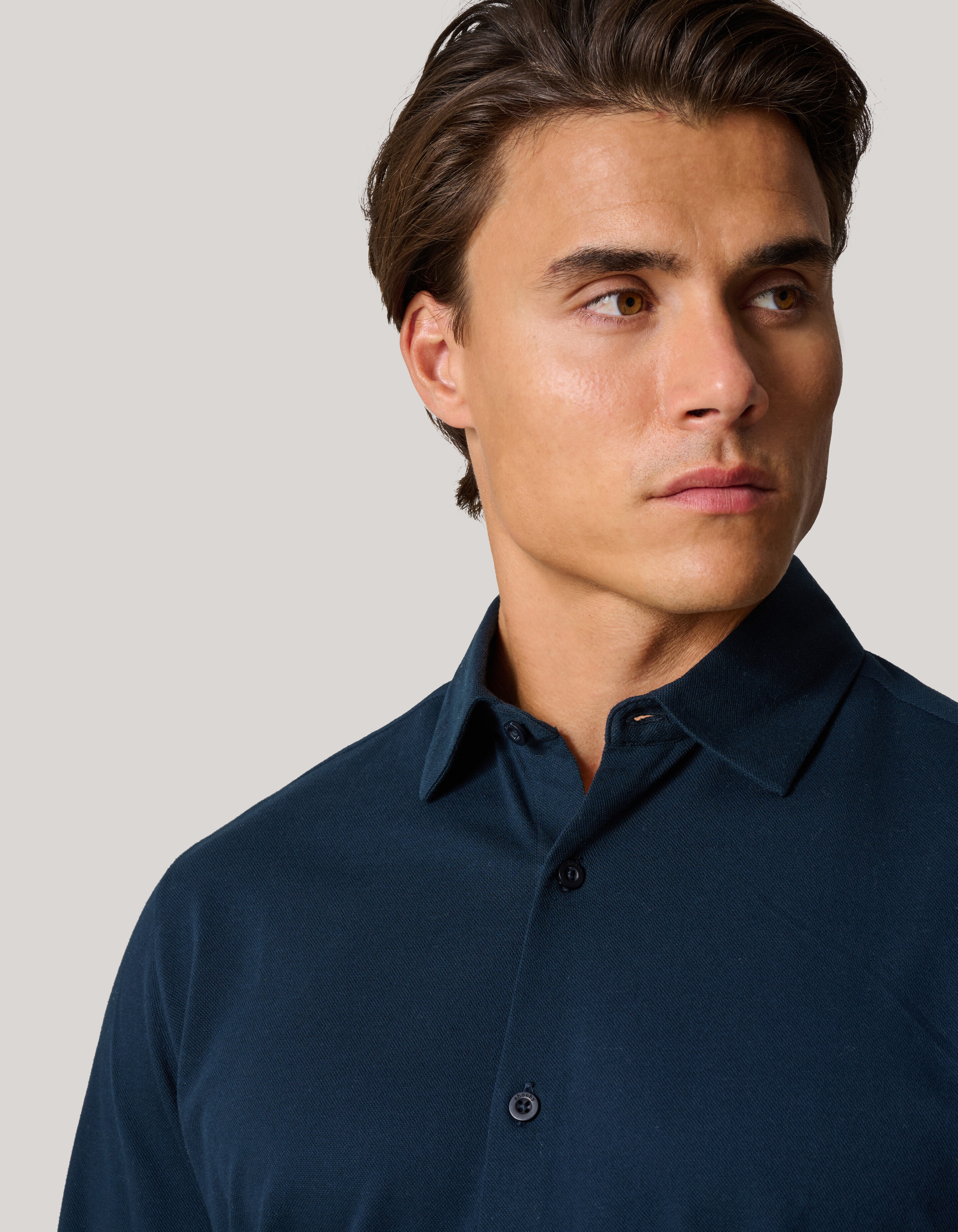 Pique Jersey Overhemd Donkerblauw SHOEBY MEN
