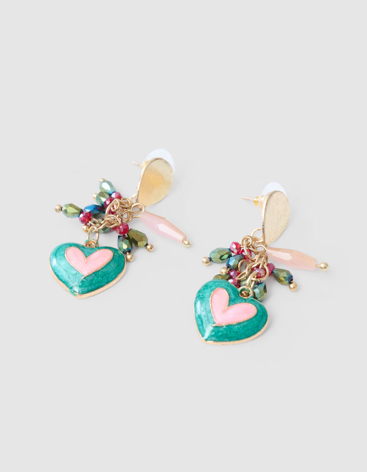 Beaded Heart Oorbellen Groen SHOEBY ACCESSOIRES