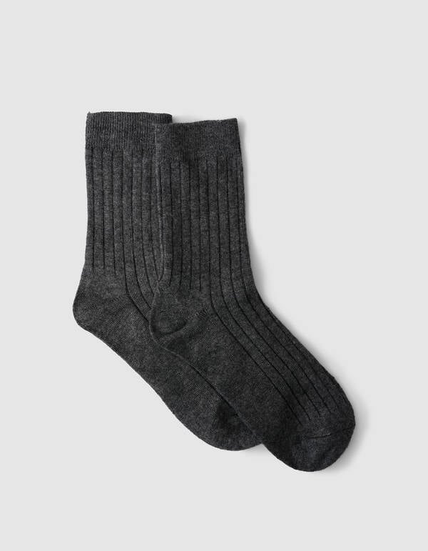 Ribbed Sok Donkergrijs SHOEBY ACCESSOIRES