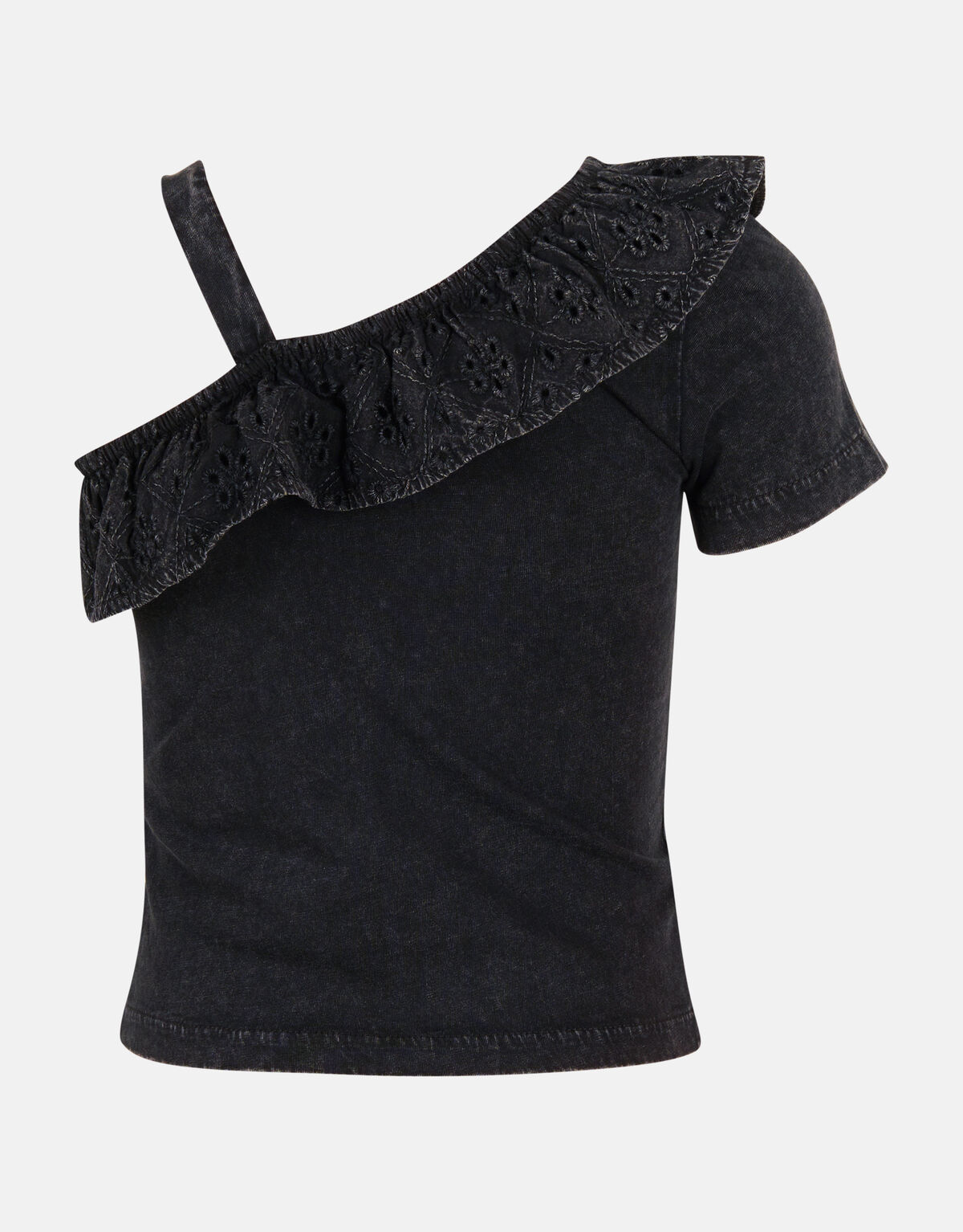 One Shoulder T-shirt Donkergrijs SHOEBY GIRLS