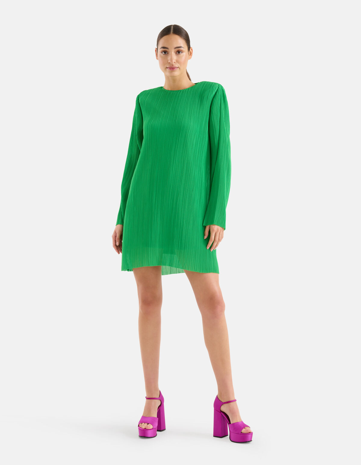 Plisse Jurk Groen SHOEBY WOMEN