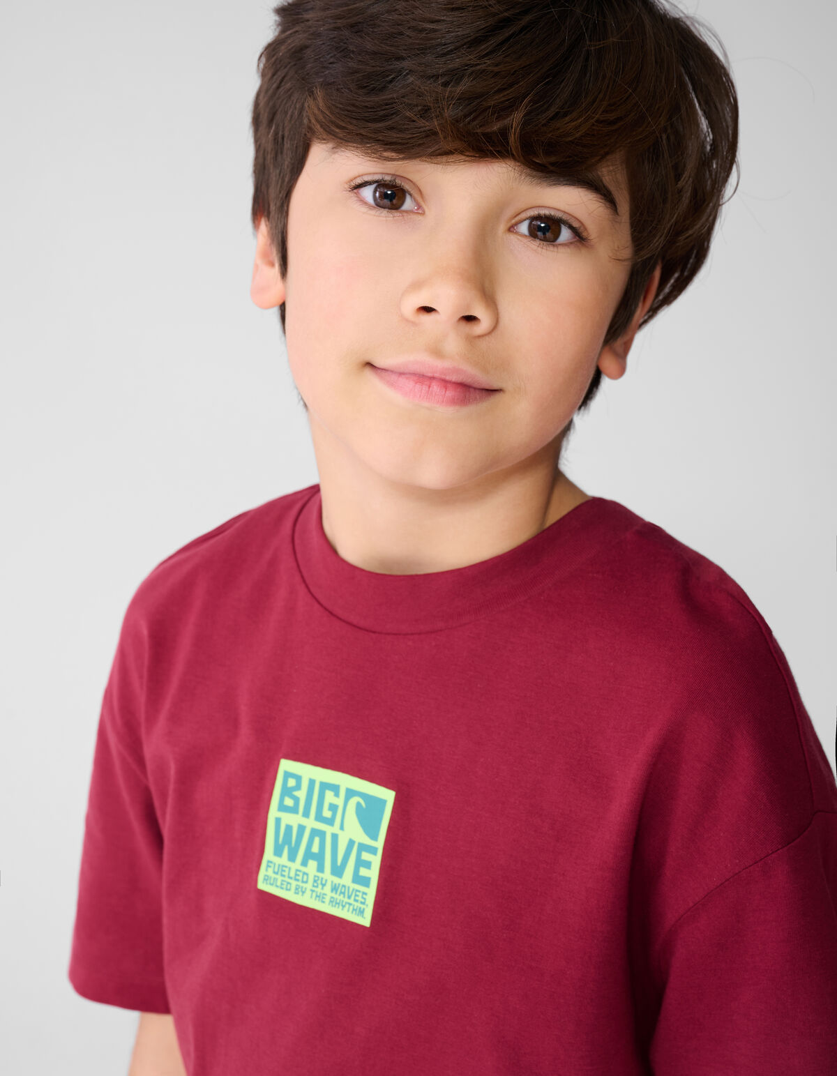 Big Wave Artwork T-shirt Donkerrood SHOEBY BOYS