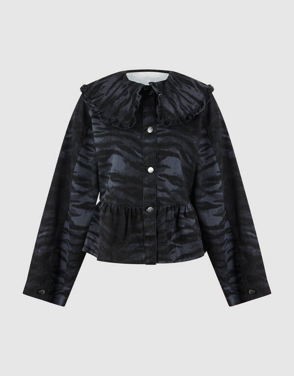 Tijger Collar Blouse Donkergrijs SHOEBY WOMEN