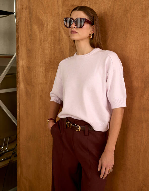 Shortsleeve Gebreide Trui Lichtroze By Mieke SHOEBY WOMEN