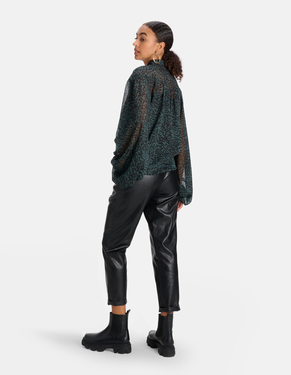 Chiffon Blouse Donkergroen SHOEBY WOMEN