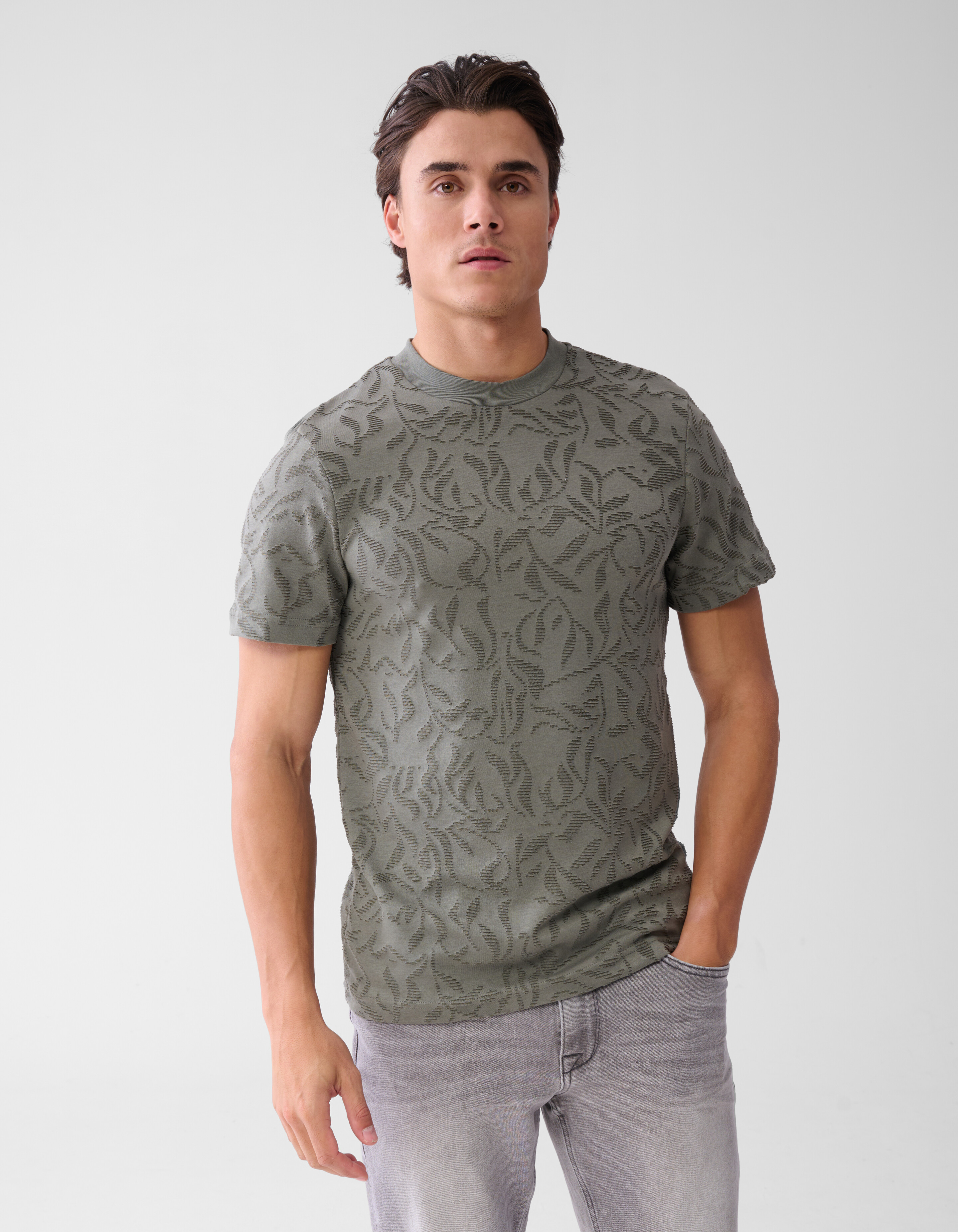 Structuur T-shirt Donkergroen SHOEBY MEN