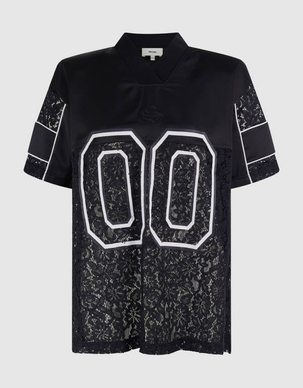 Oversized Kanten Baseball T-shirt Zwart SHOEBY WOMEN