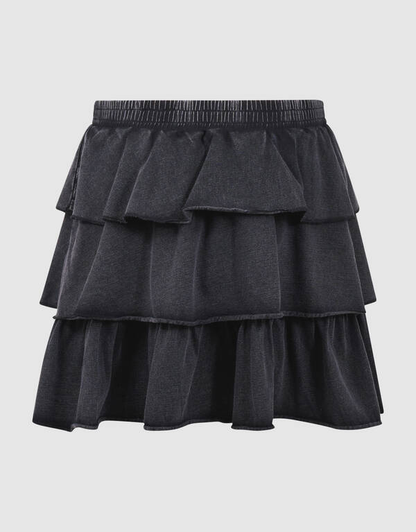 Washed Ruffle Mini Rok Donkergrijs SHOEBY GIRLS
