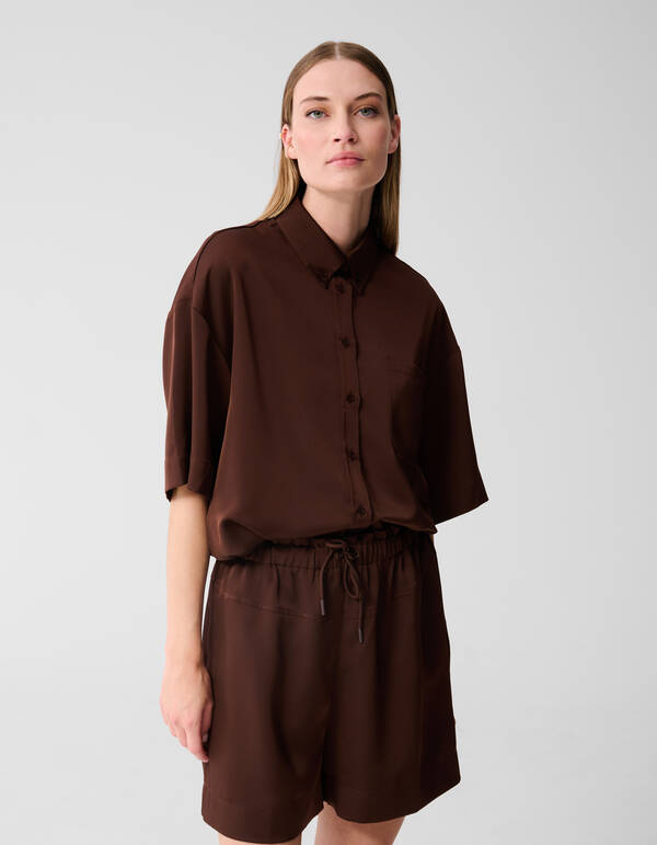 Oversized Blouse Donkerbruin SHOEBY WOMEN