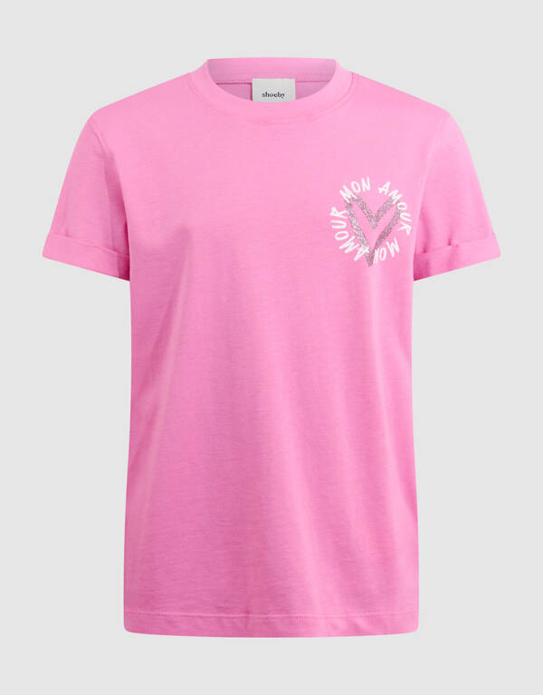 Mon Amour Artwork T-shirt Roze SHOEBY GIRLS