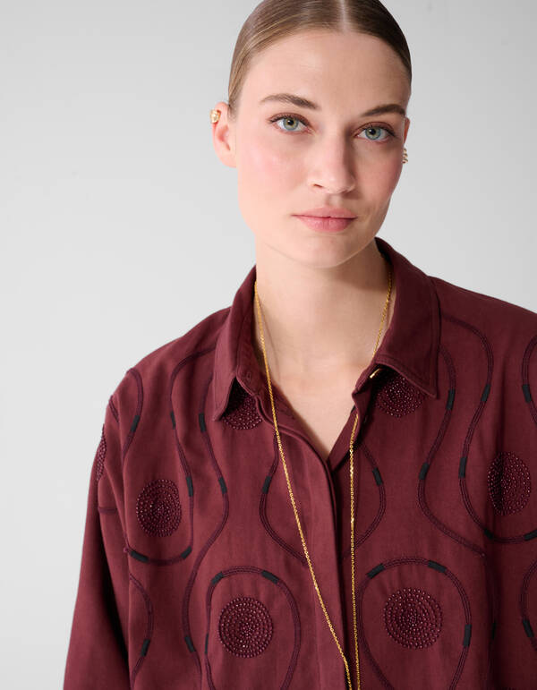 Beaded Embroidery Blouse Donkerrood By Mieke SHOEBY WOMEN