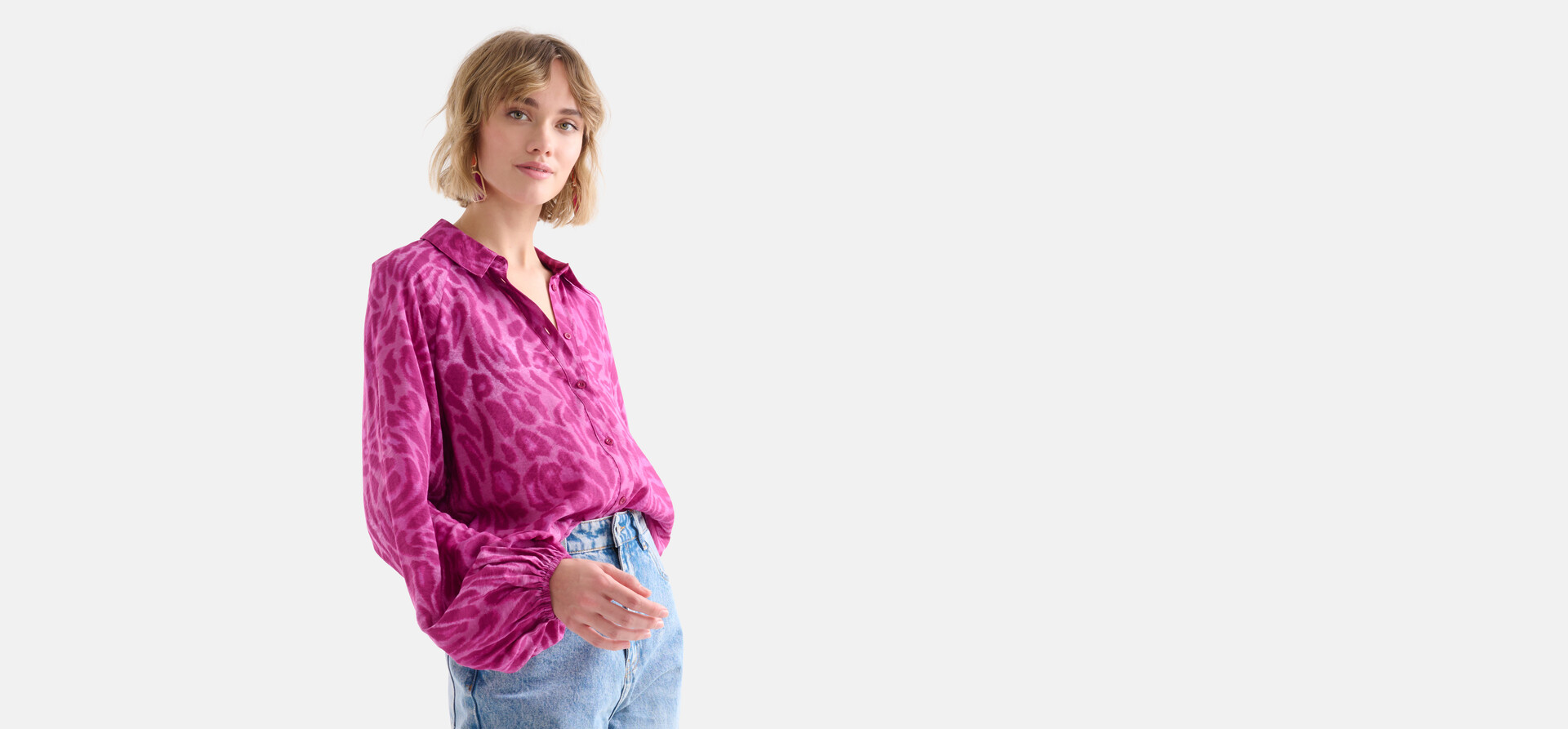 Leopard Print Blouse Roze SHOEBY WOMEN