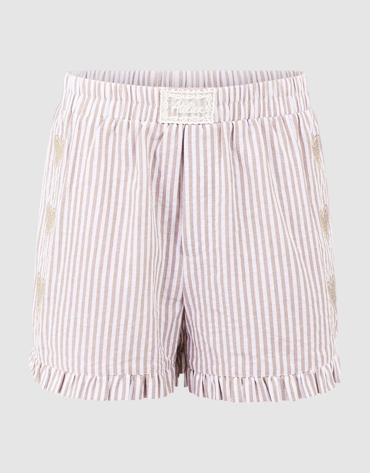 Pinstripe Embroidery Short Bruin SHOEBY GIRLS