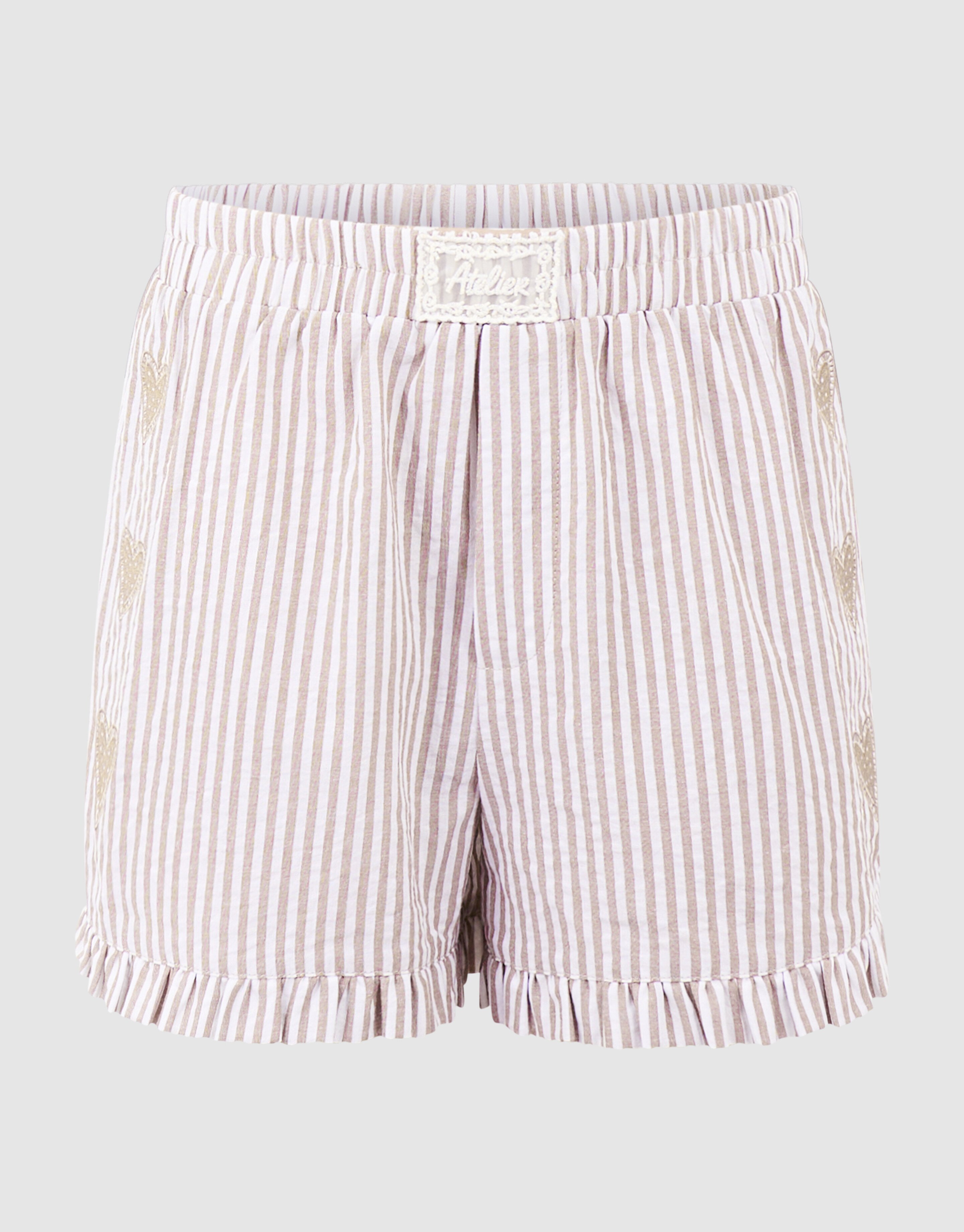 Pinstripe Embroidery Short Bruin SHOEBY GIRLS