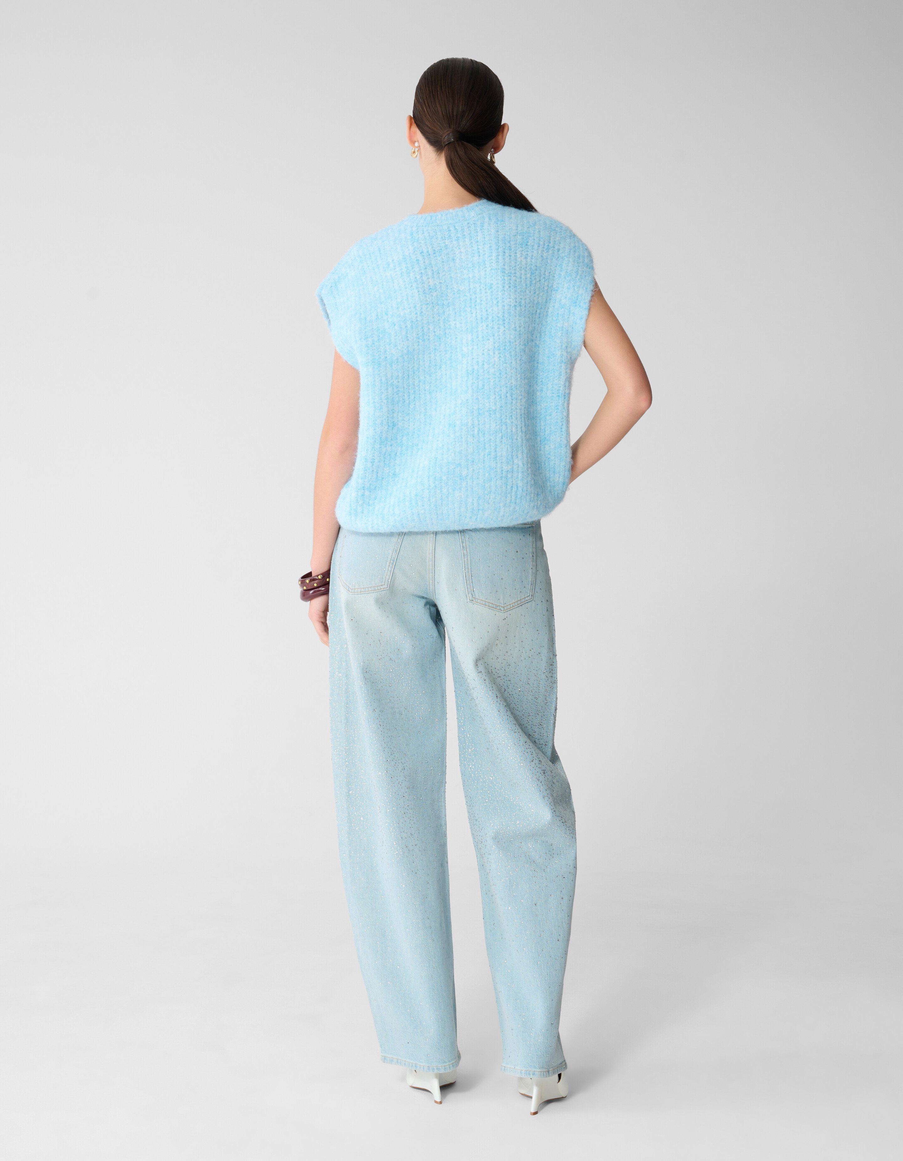 Strass Waterfall Barrel Fit Jeans Bleached SHOEBY WOMEN