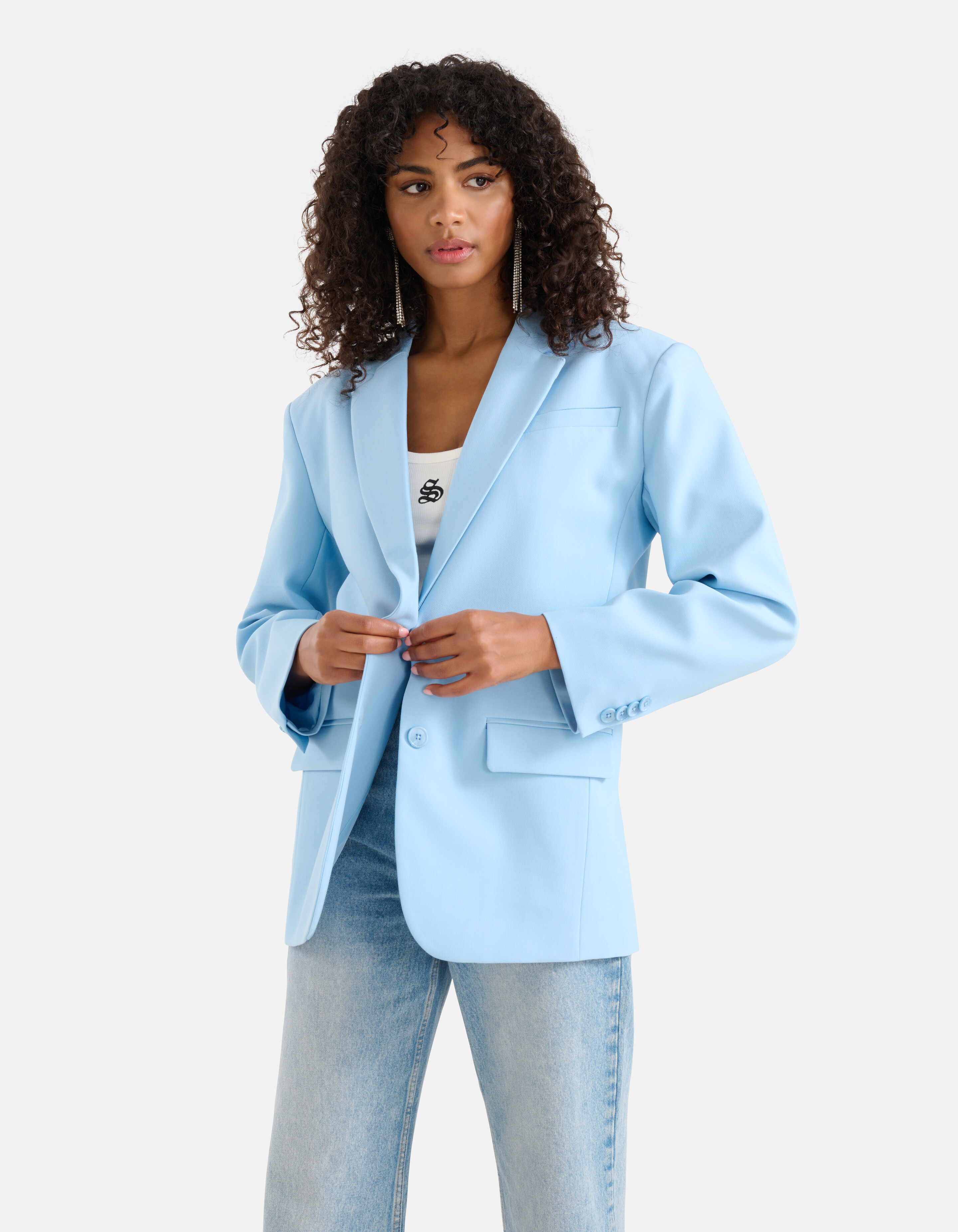 Oversized Basis Blazer Lichtblauw SHOEBY WOMEN