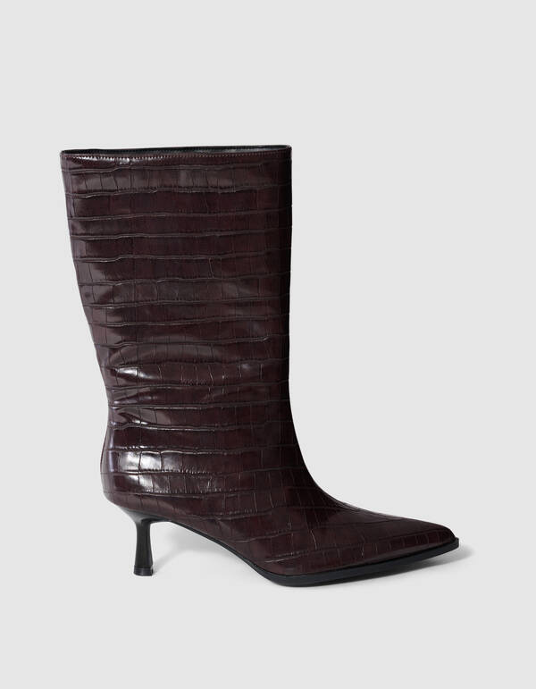 Croco Lak Laarzen Donkerbruin SHOEBY SHOES