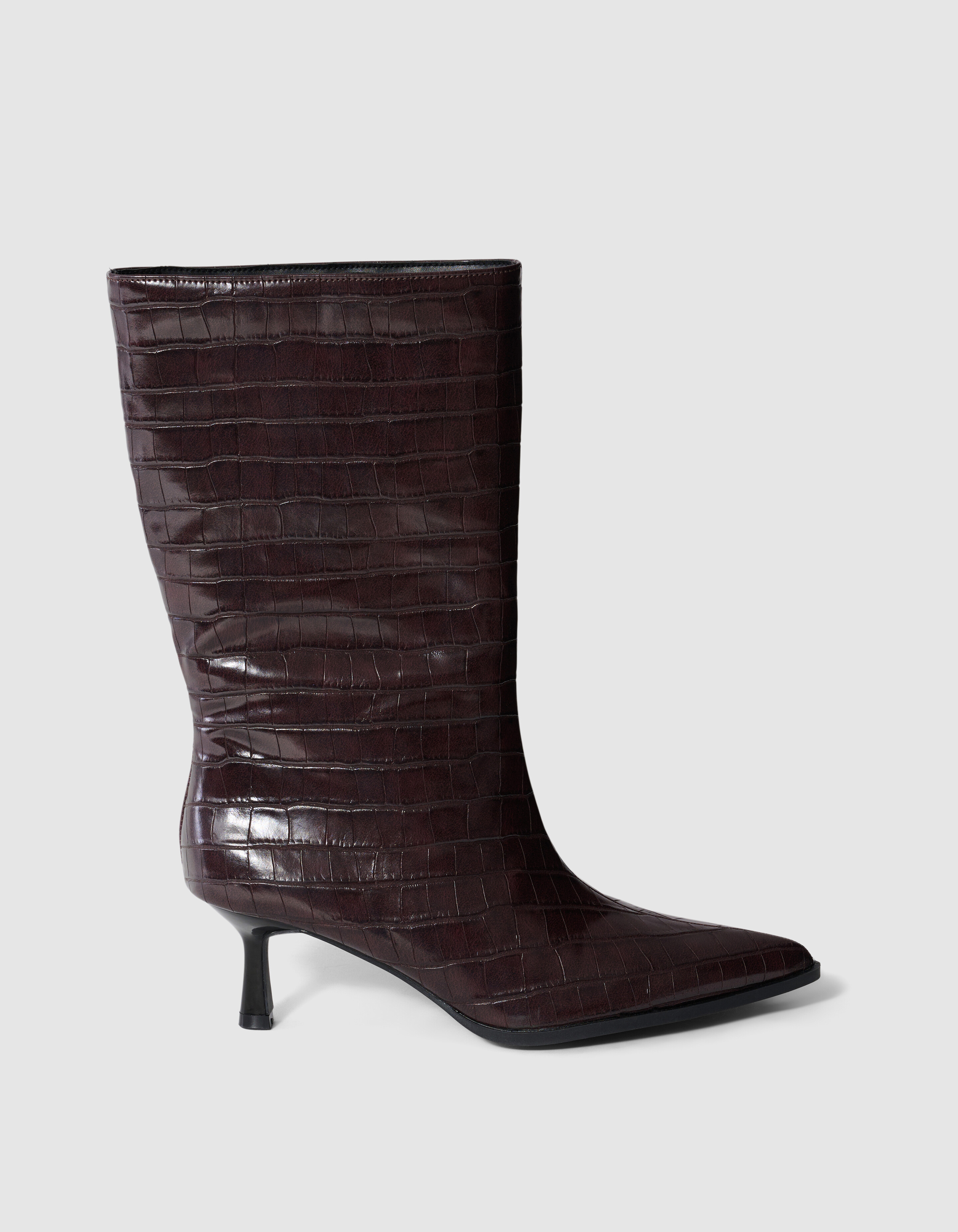 Croco Lak Laarzen Donkerbruin SHOEBY SHOES