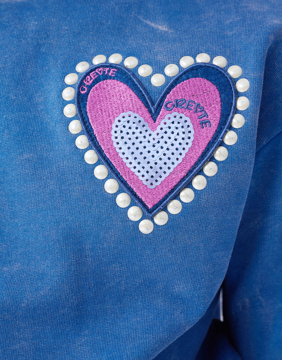 Heart Washed Sweater Blauw SHOEBY GIRLS