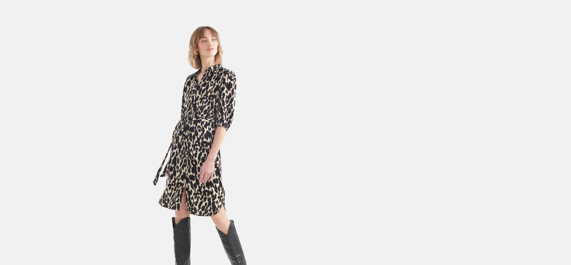 Leopard Midi Jurk Bruin SHOEBY WOMEN