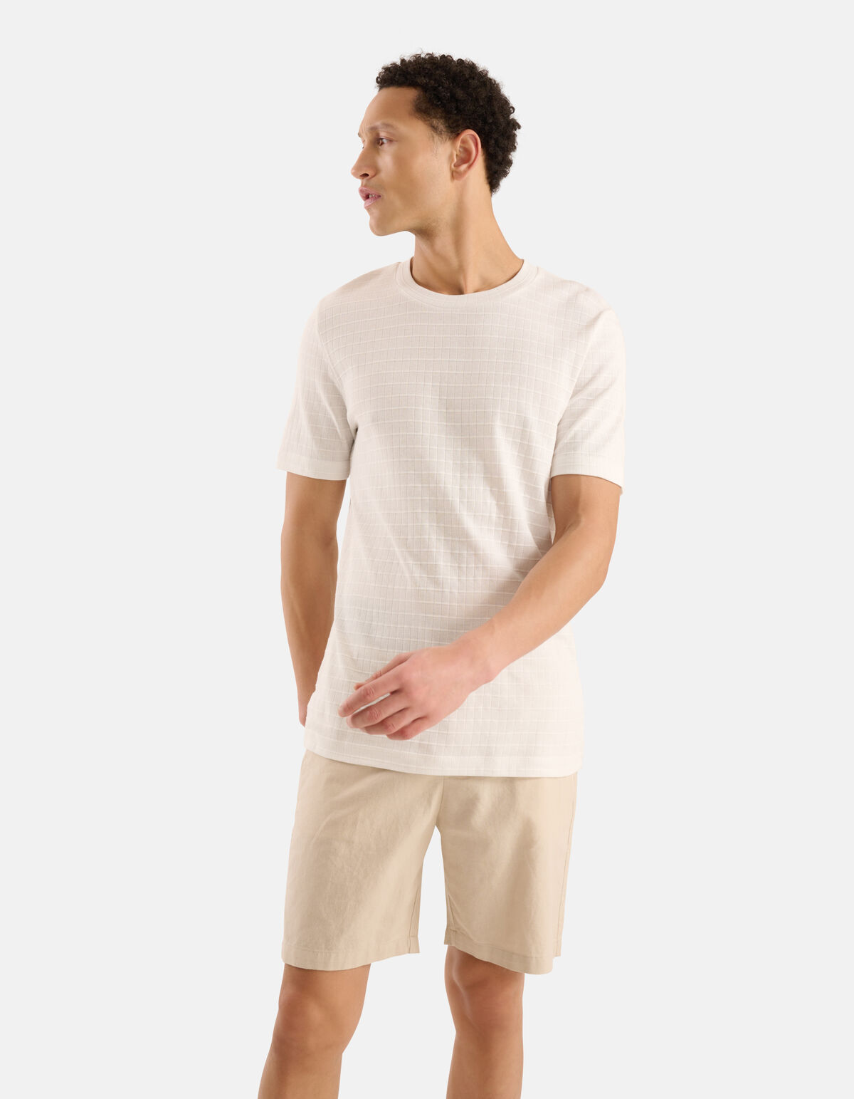 Structuur T-shirt Wit SHOEBY MEN