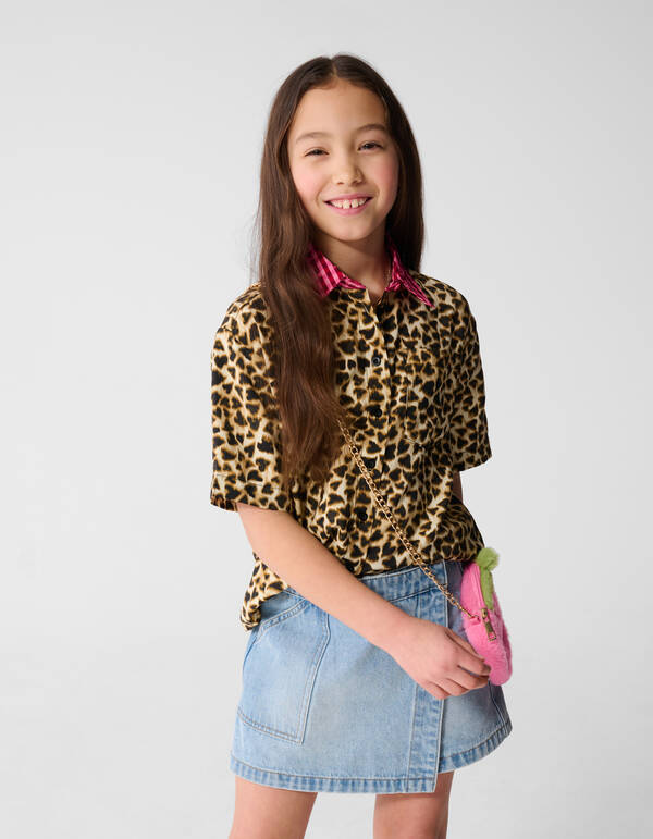 Mix Leopard Blouse Lichtbruin SHOEBY GIRLS