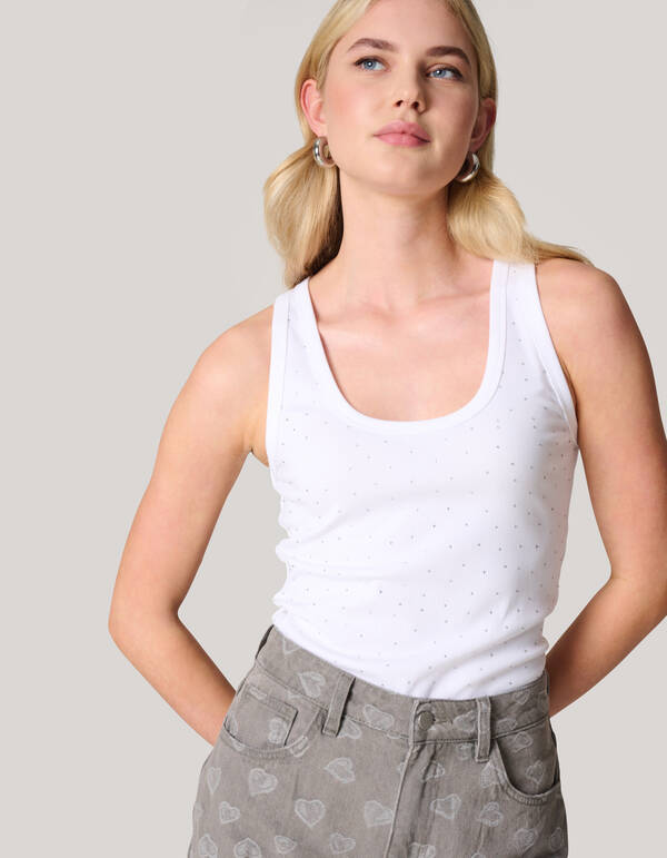 Strass Tanktop Wit SHOEBY WOMEN