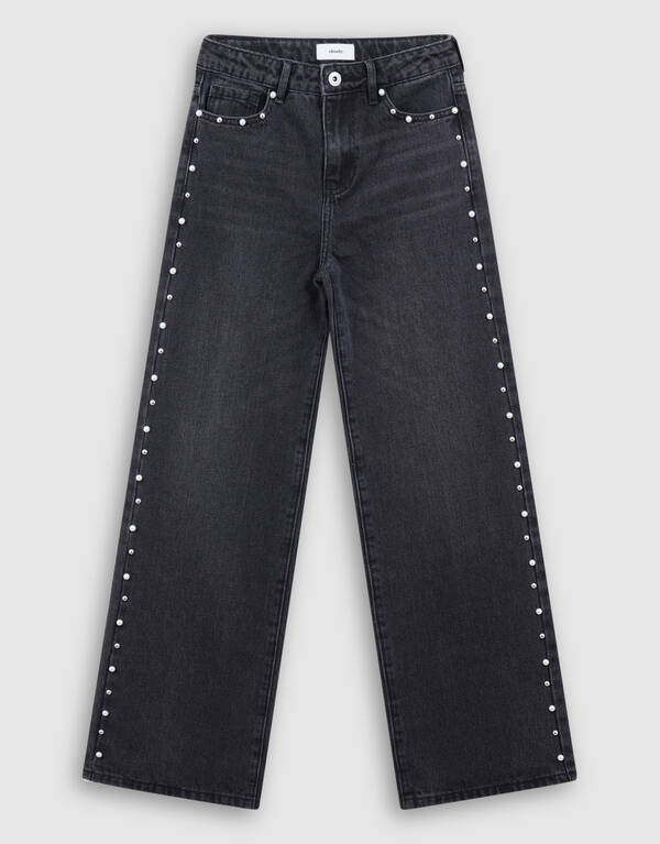 Big Stud Ultra Wide Leg Fit Jeans Zwart SHOEBY GIRLS