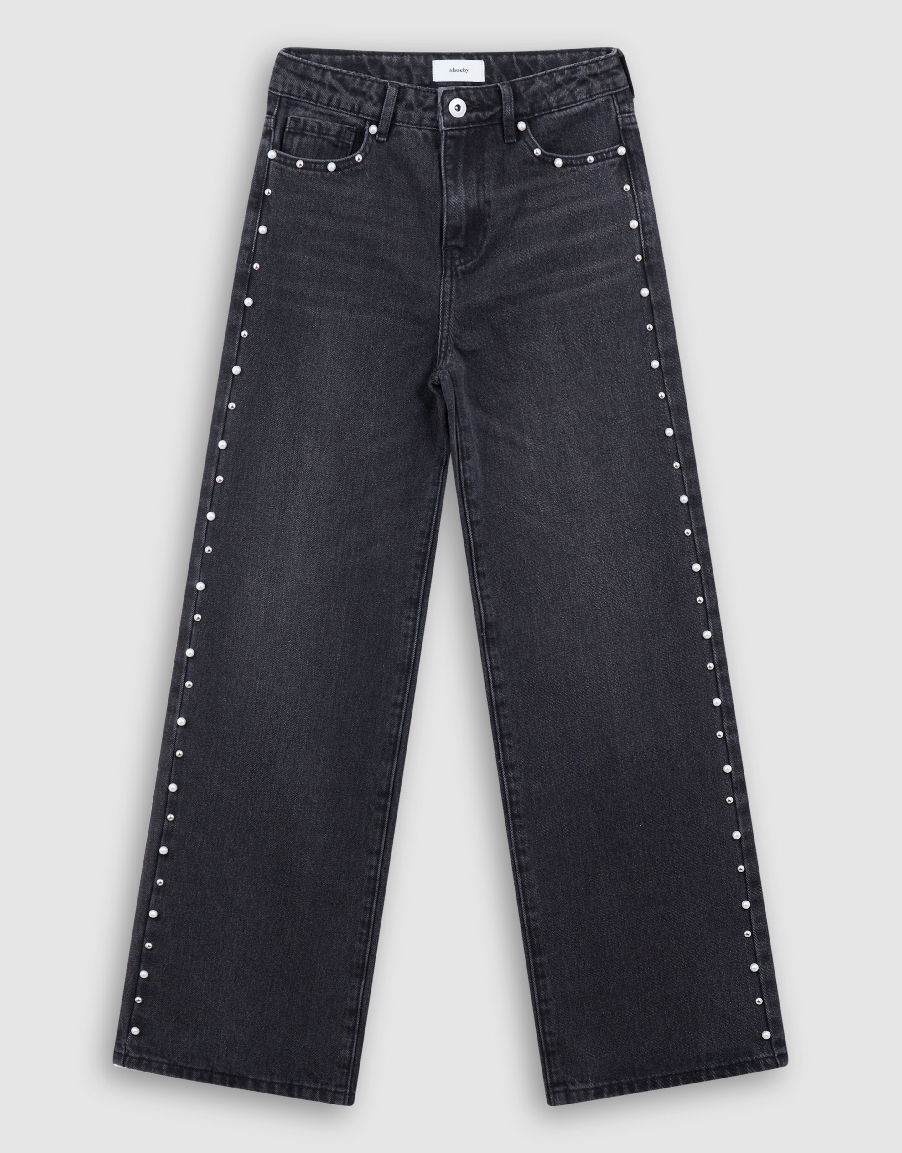 Big Stud Ultra Wide Leg Fit Jeans Zwart SHOEBY GIRLS