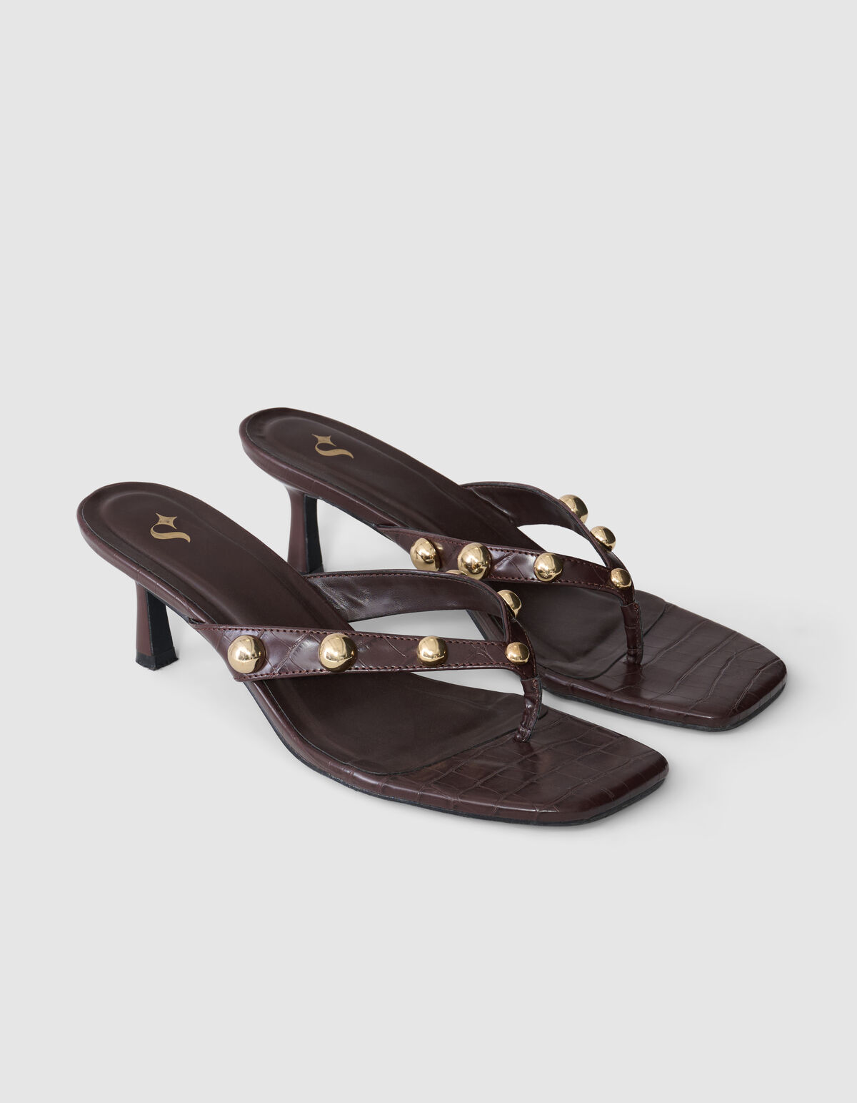 Studs Slipper Hakken Donkerbruin SHOEBY SHOES