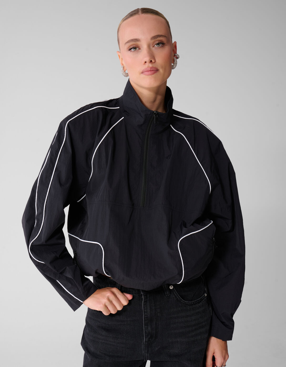 Relaxed Fit Piping Blouse Zwart SHOEBY WOMEN