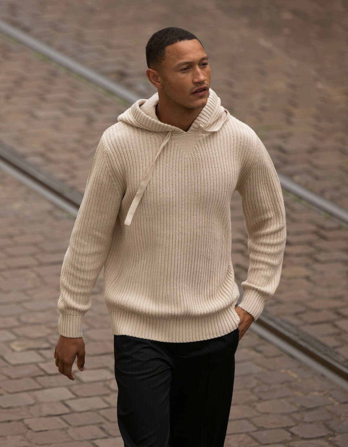 Knit Hoodie Gebroken Wit SHOEBY MEN