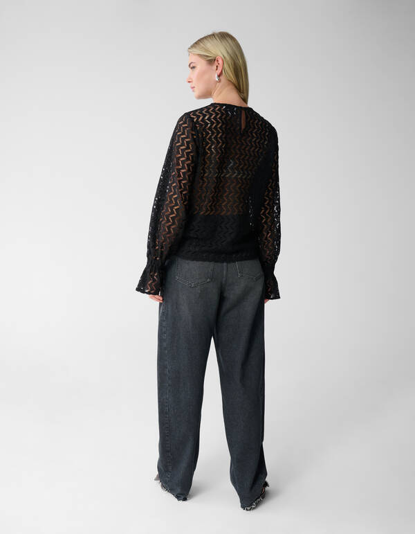 Kanten Zigzag Top Zwart SHOEBY WOMEN