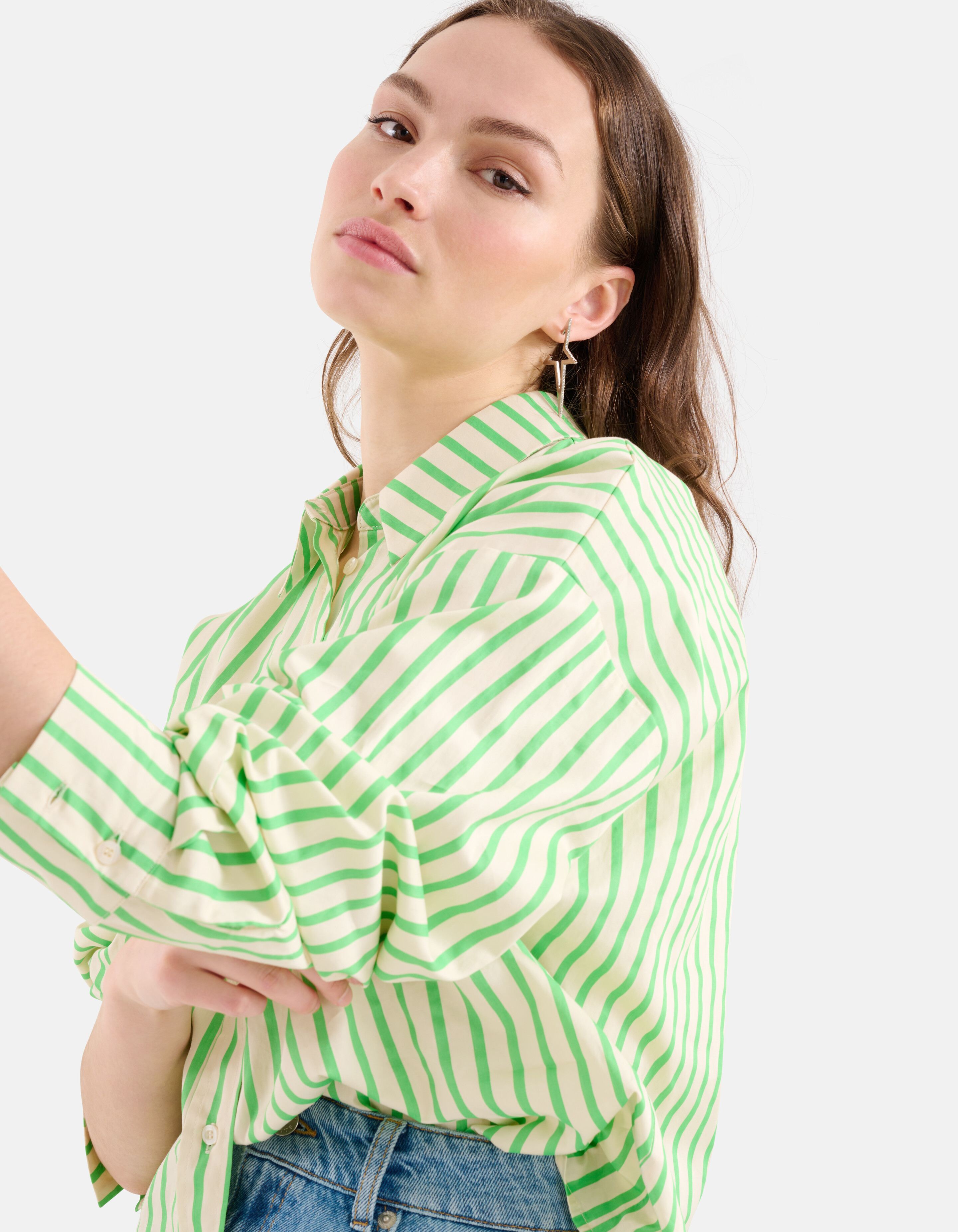 Pinstripe Blouse Groen SHOEBY WOMEN