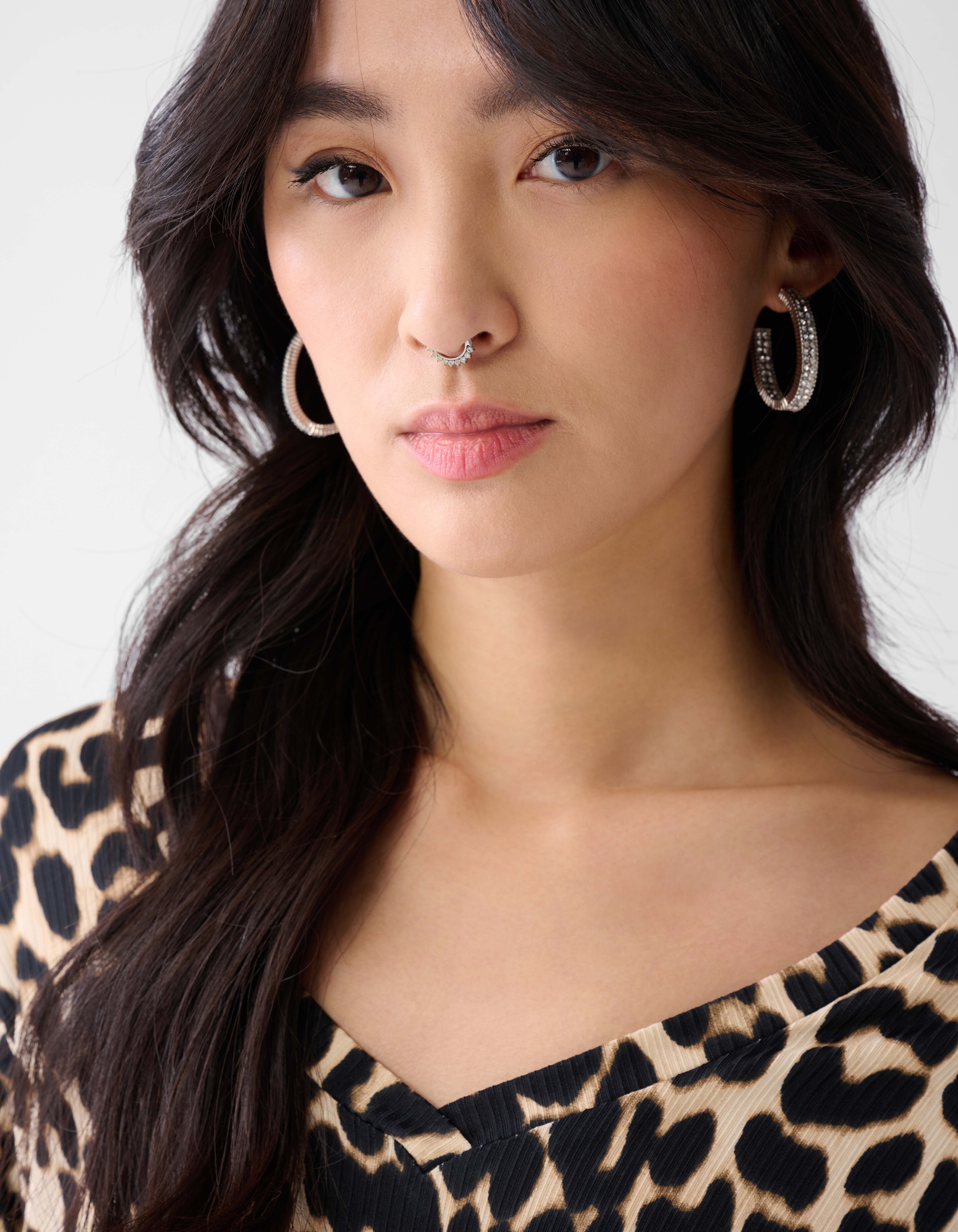 Leopard Ruffle Rib Top Bruin SHOEBY WOMEN