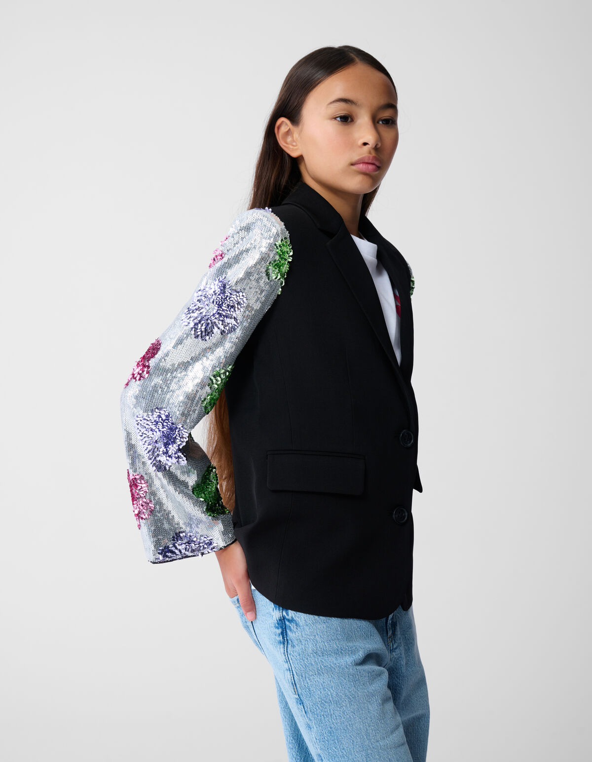 Flower Sequin Blazer Zwart SHOEBY GIRLS