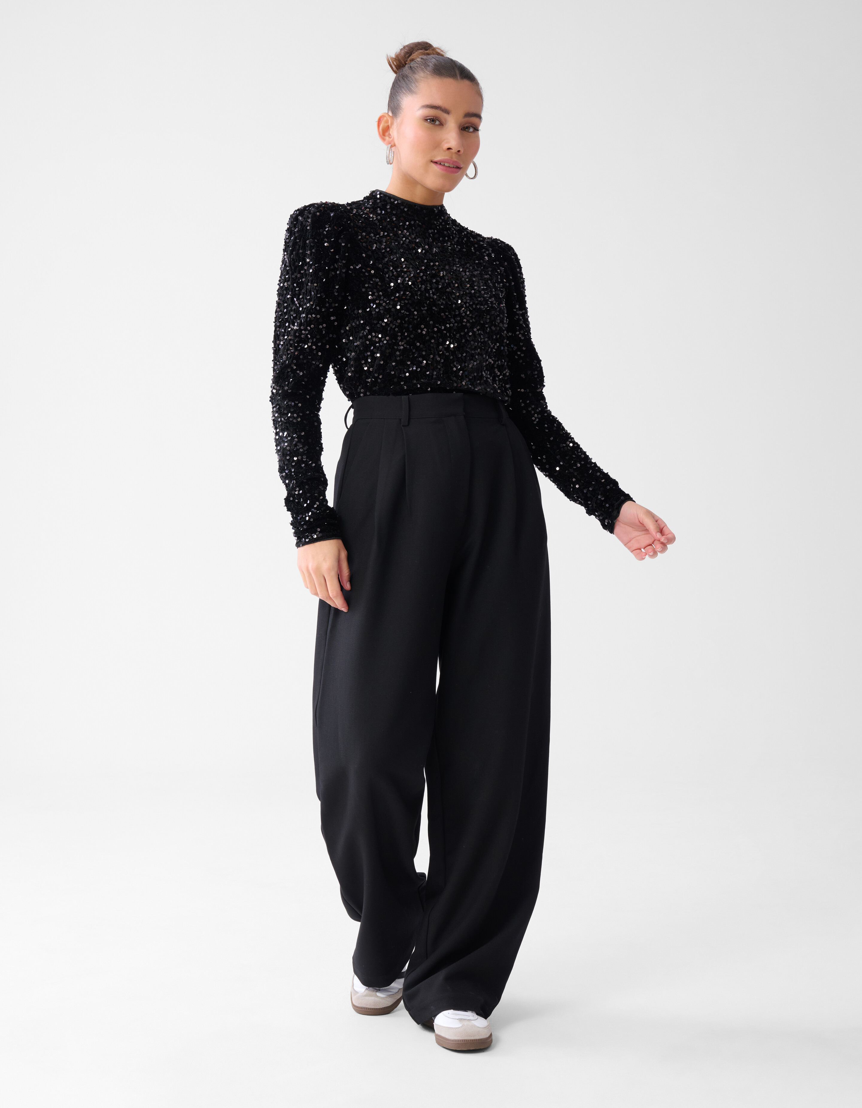 Velvet Pailletten Top Zwart SHOEBY WOMEN