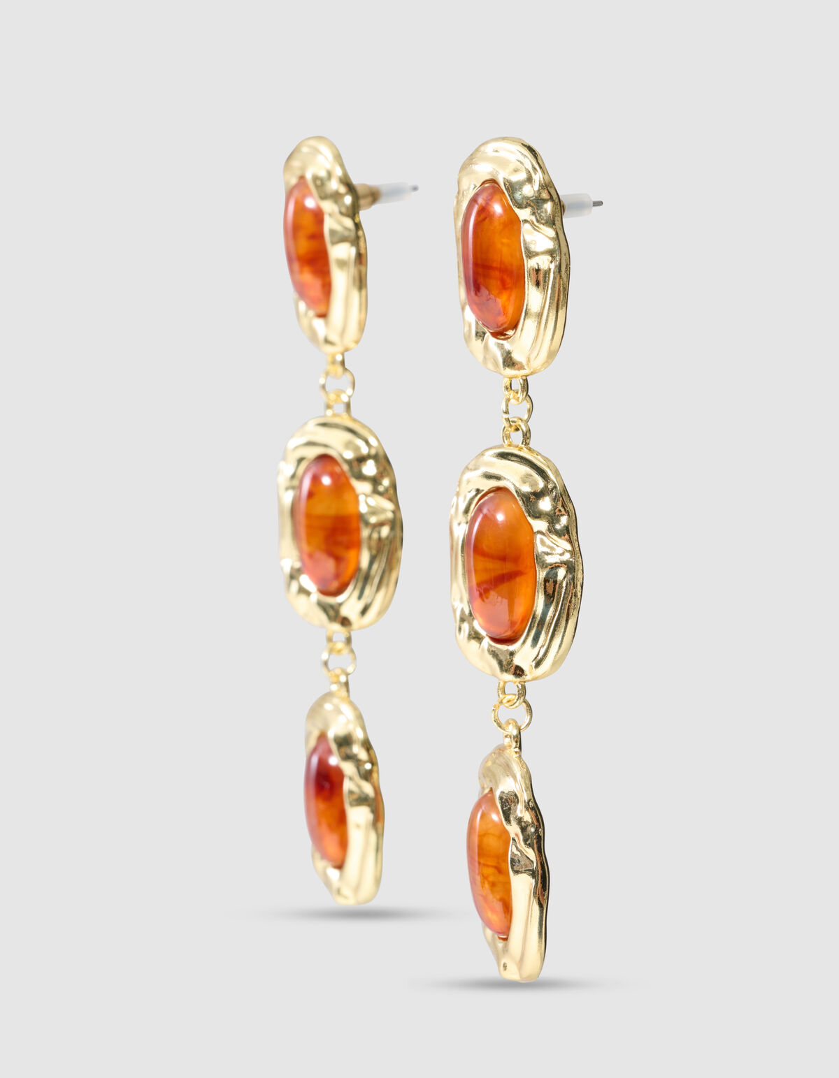 Triple Stone Oorbellen Oranje/Goud SHOEBY ACCESSOIRES