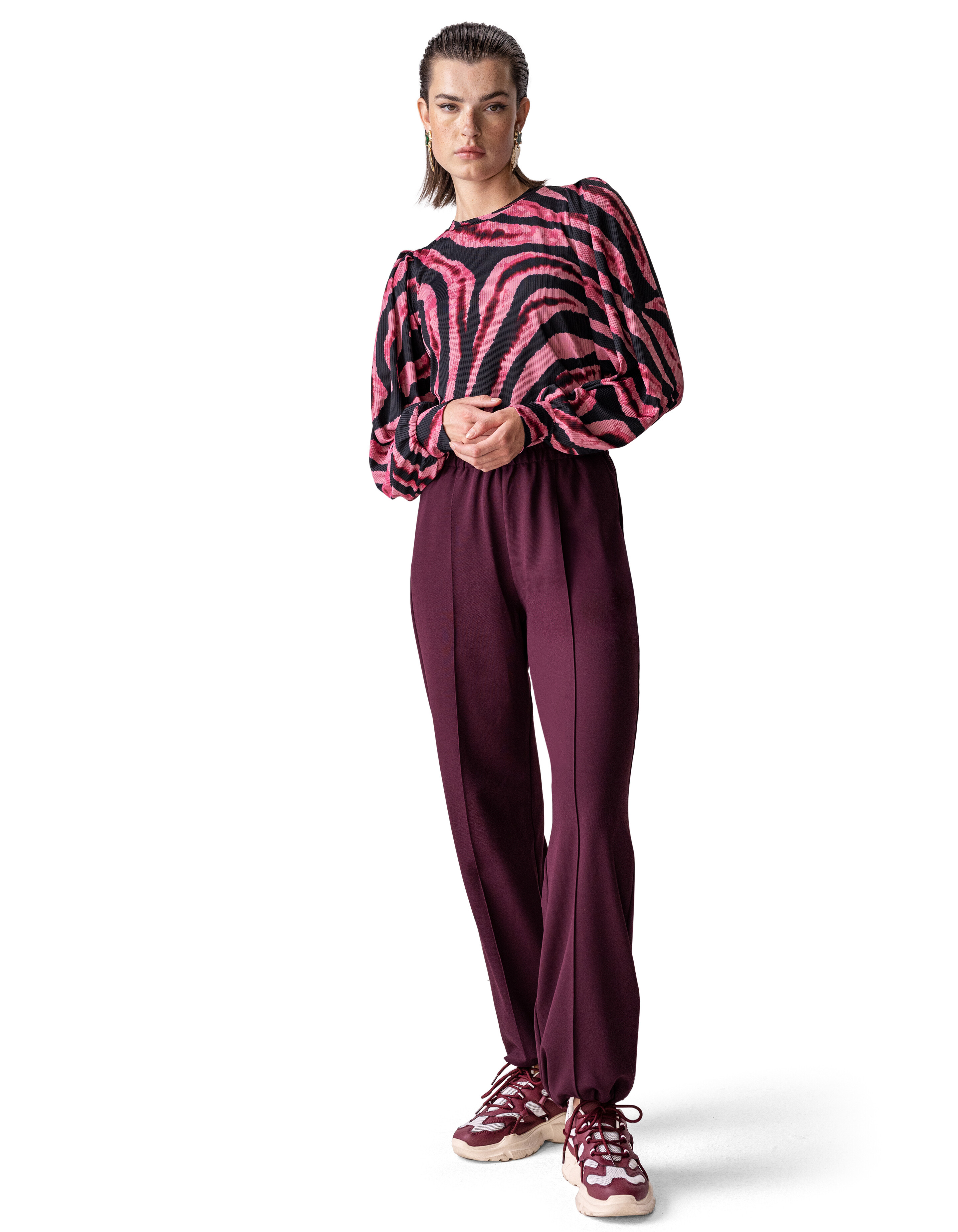 Basis Wide Leg Broek Bordeaux SHOEBY WOMEN