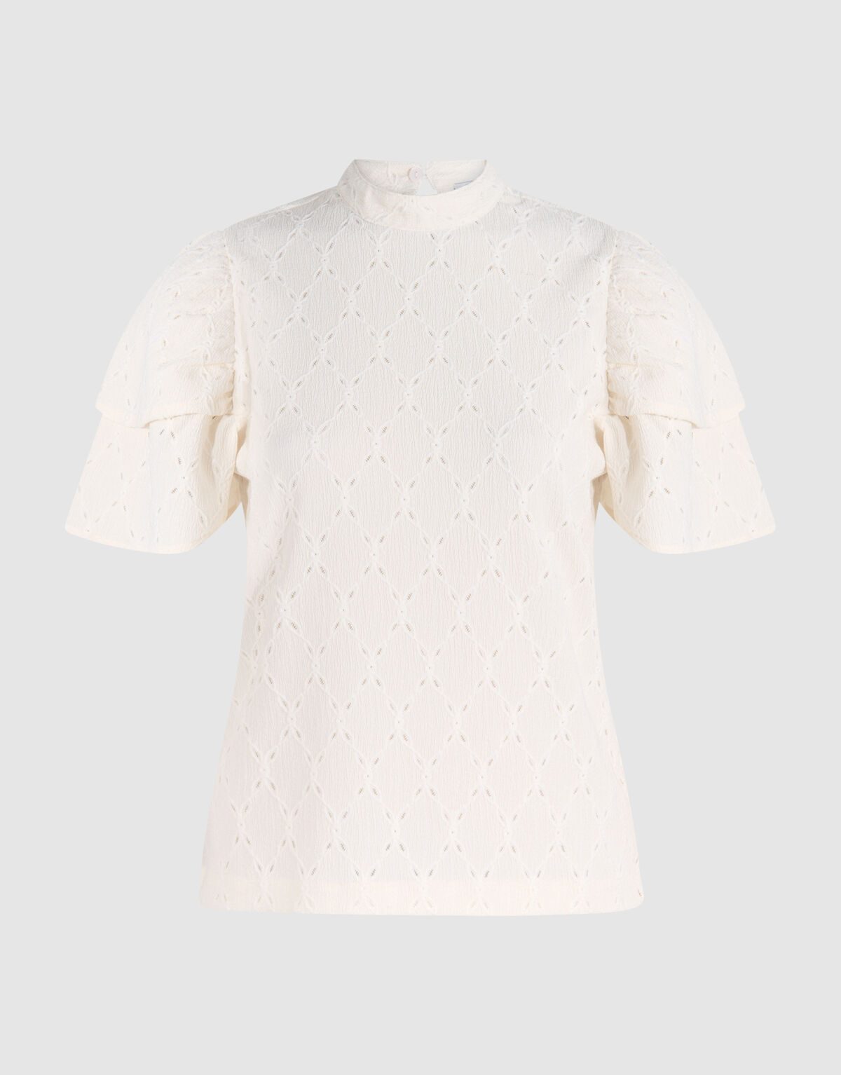 Ajour Ruffle Top Gebroken Wit SHOEBY WOMEN