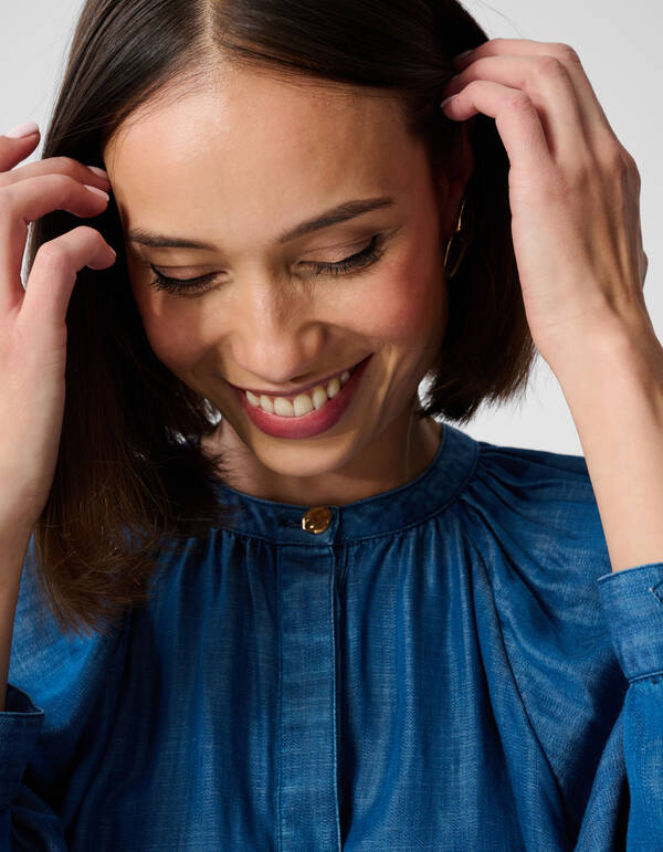 Cropped Denim Blouse Blauw SHOEBY WOMEN