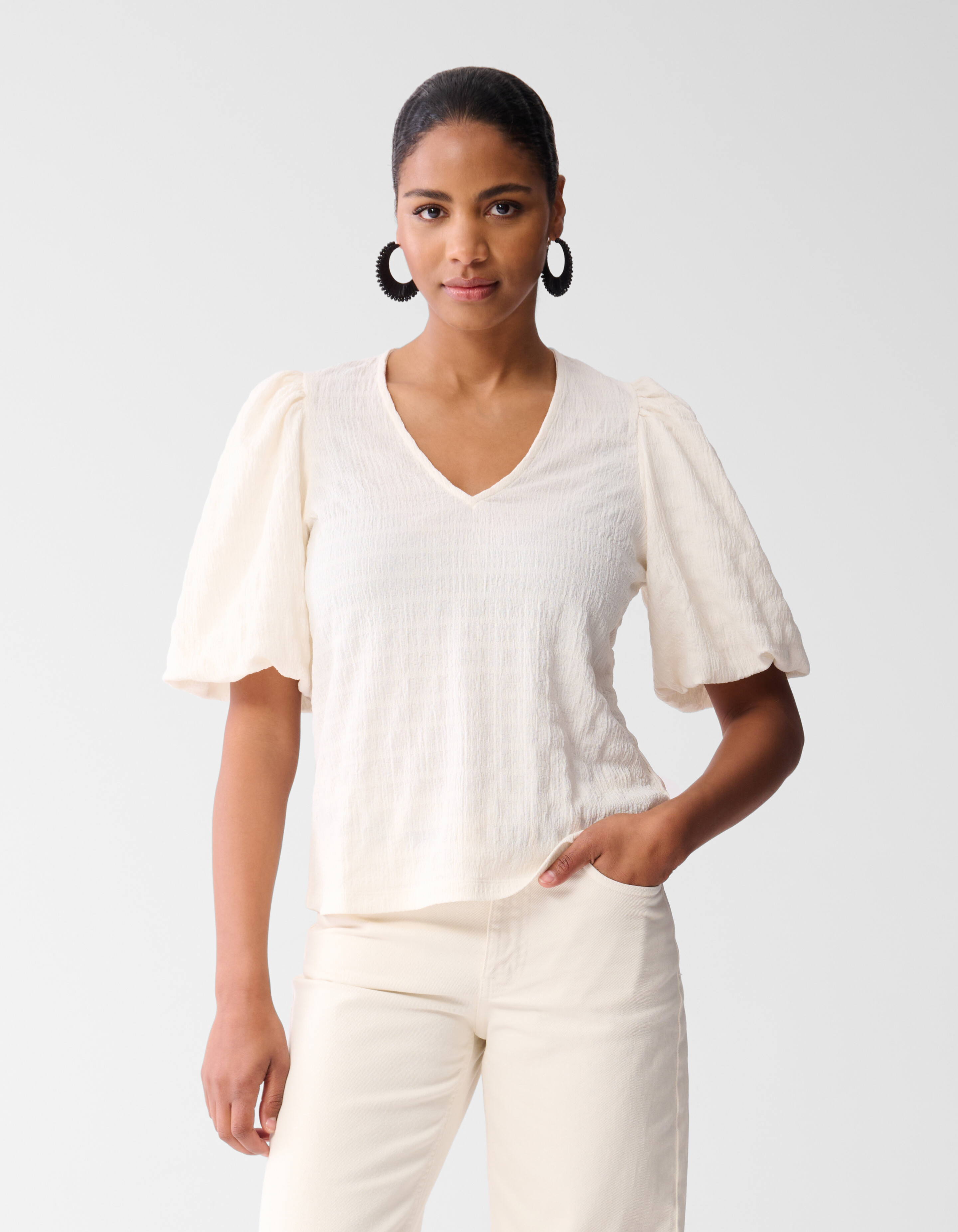Crinkle Top Gebroken Wit SHOEBY WOMEN