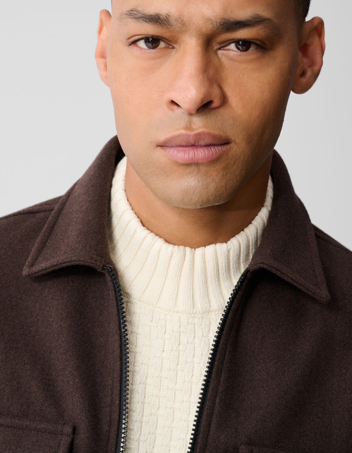 Soft Zip Overshirt Donkerbruin SHOEBY MEN