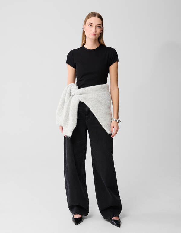 Rib T-shirt Zwart SHOEBY WOMEN