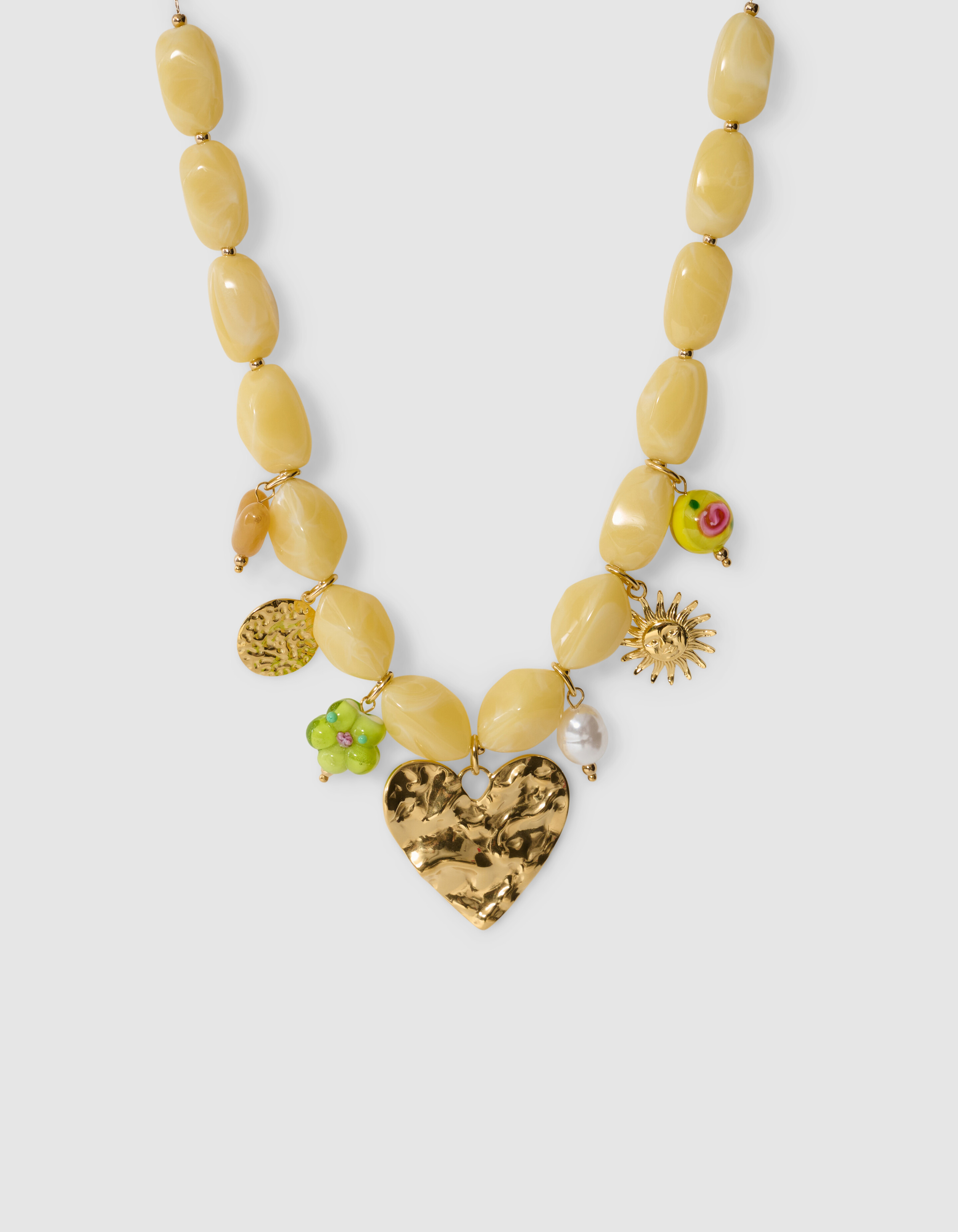 Beaded Charm Ketting Lichtgeel SHOEBY ACCESSOIRES