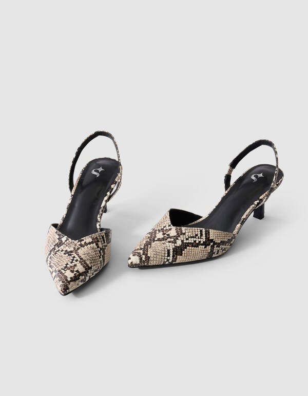 Snake Vegan Leren Hakken Lichtbruin SHOEBY SHOES