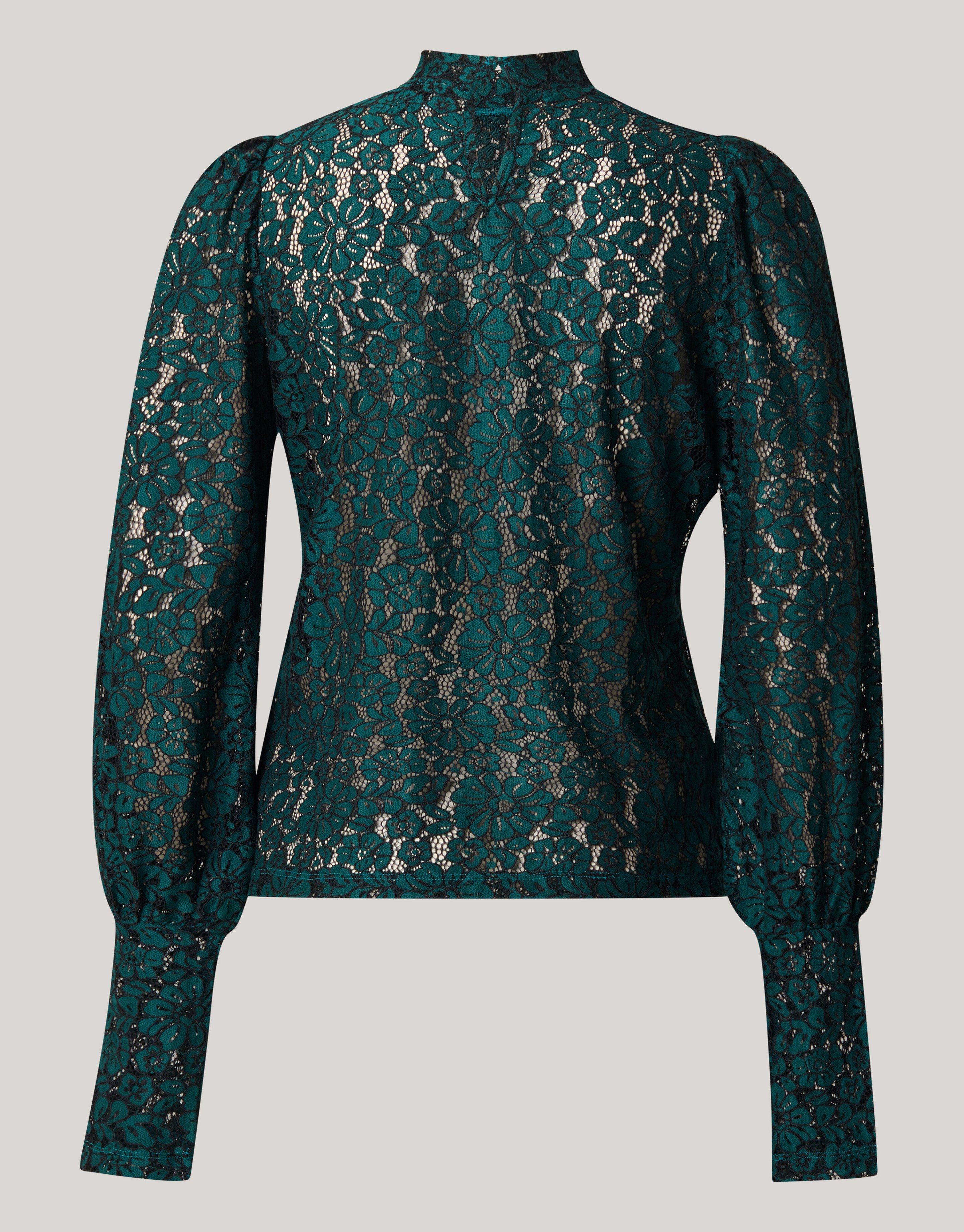 Two Tone Kanten Top Donkergroen SHOEBY WOMEN