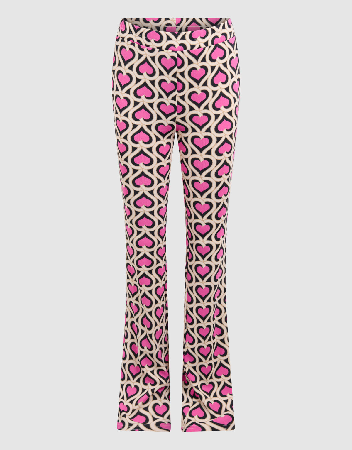 Heart Printed Rib Flared Legging Roze SHOEBY GIRLS